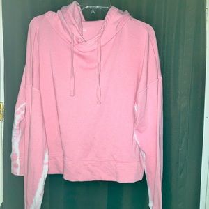 SO Cropped Hoodie Pink with tie dye sleeves-XL